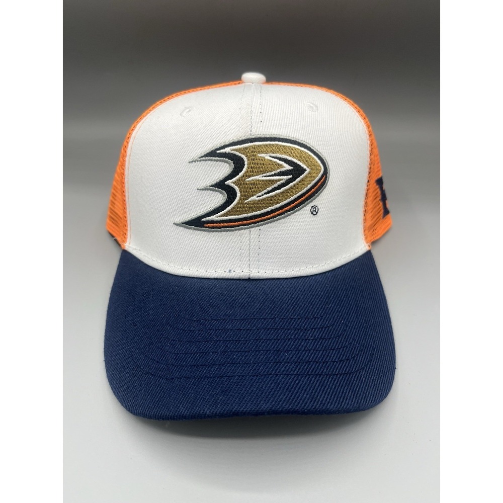 Anaheim Ducks Trucker Hat White Navy Orange Mesh Snapback NHL Hockey New READ